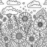 Coloring page: Spring, Flowers