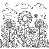 Coloring page: Spring, Flowers