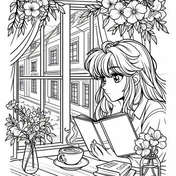 Preview of Coloring page: Study with me
