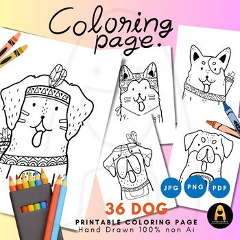 Preview of Coloring page cute Dogs : printable worksheets : cute animals