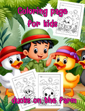 Coloring page for kids: ducks on the farm