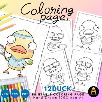 Preview of Coloring page funny Duck  : printable worksheets : cute animals