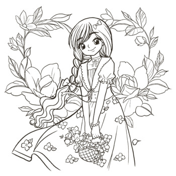 Anime-style girl coloring book illustration... - Stock Illustration  [103754515] - PIXTA