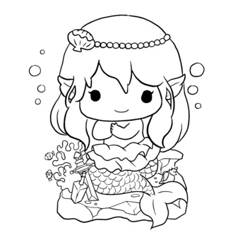 Preview of Coloring page kawaii style cute anime cartoon drawing