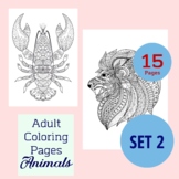 Coloring pages, 15 pages, Set 2, Animals