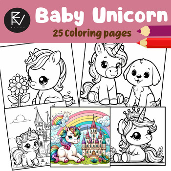 Preview of Coloring pages baby unicorn | Activity worksheet perfect for Kids creative