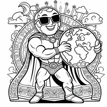 Preview of Coloring picture Earth Hero, , Make the Earth Happy 2024 Campaign