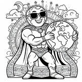Coloring picture Earth Hero, , Make the Earth Happy 2024 Campaign