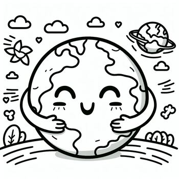 Preview of Coloring picture Happy Earth, Happy New Year-Make the Earth Happy 2024 Campaign