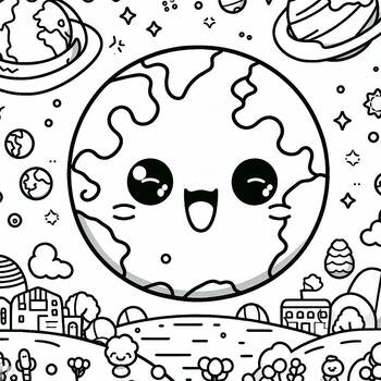 Preview of Coloring picture Happy Earth, Make the Earth Happy 2024 Campaign