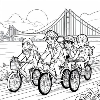 Preview of Coloring picture"New Year's Resolution: Put down your phone, hop on your bike"