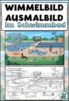Preview of Coloring picture / hidden object picture "Im Schwimmbad" | Deutsch | German