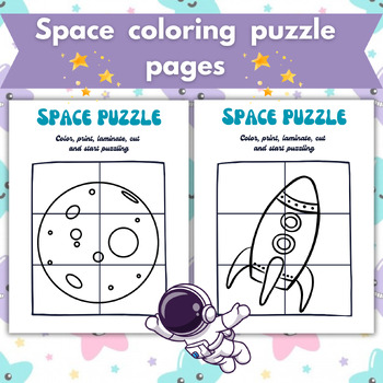 Preview of  Coloring pages, 20 space Puzzle Worksheet Activity,Printable sheets