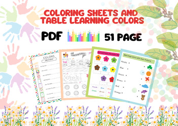 Preview of Coloring sheets and table learning colors and word.