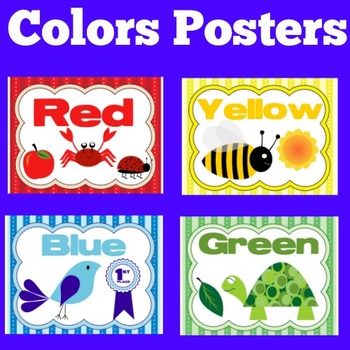 Preview of COLOR COLORS WORDS POSTERS Bulletin Board Pre-K, Kindergarten 1st Grade ART