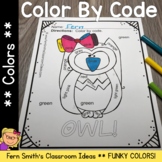 Color By Code Kindergarten Know Your Colors Funky Owls