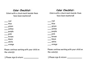 kinks color checklist
