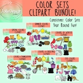 Colors Clipart Set BUNDLE - Color and Line Art 132 pc set