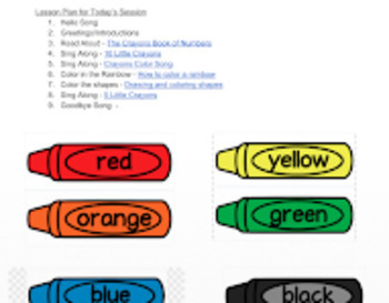Preview of Colors / Crayons Virtual Session Plan