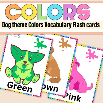 Preview of Colors Flash Cards | Color Words  Word Preschool and Kindergarten Dog theme