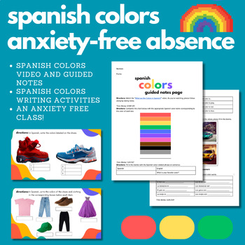 Preview of Colors (Los colores) Anxiety Free Absence (Spanish 1)
