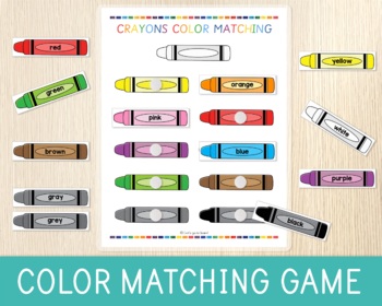 Preview of Colors Matching Game, Crayons, Learning Colors, Busy Book Page, Quiet Time