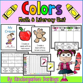Preview of Colors Math and Literacy Unit No Prep Emergent Readers and Printables