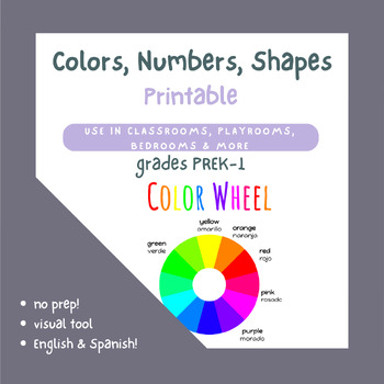 Preview of Colors, Numbers, Shapes Printable --English & Spanish