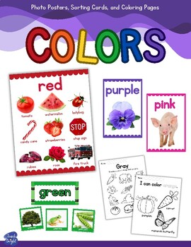 Colors: Photo Posters, Photo Sorting Cards, Coloring Pages | TPT