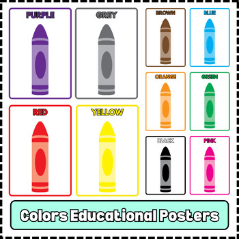 Preview of Colors Posters Educational Classroom Poster Printable Montessori Flascard Bundle