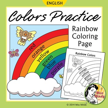 Preview of Colors Practice Rainbow Coloring Page - English Color Worksheet