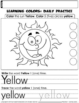 colors preschool early learning activities 10 colors no prep worksheets