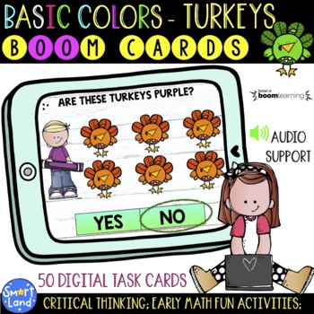Preview of Colors Recognition and color words practice digital cards | Thanksgiving