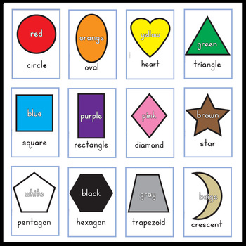 Colors & Shapes Basics - Wall Cards & Flashcards - Sunshine Script