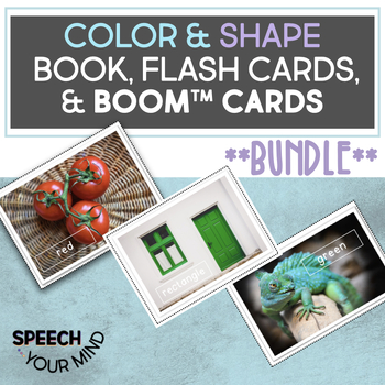 Preview of Colors & Shapes Book, Flash Cards, & Boom™ CardsBUNDLE | Colors & Shapes Bundle