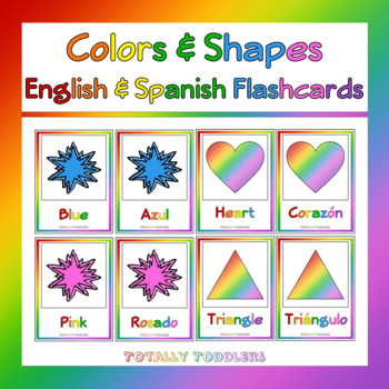 Preview of Colors & Shapes | English & Spanish Flashcards 