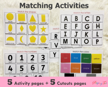 Preview of Colors, Shapes, Numbers, Alphabet Matching, Toddler Busy Book, Learning Binder