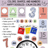 Colors, Shapes, and Math posters - Happy Doodles Calm Colors