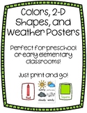 Colors, Shapes, and Weather Posters