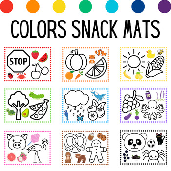 Preview of Colors Snack Mats, Printable Placemats for Picky Eaters with Food Play Ideas