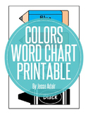 Colors Word Chart Printable