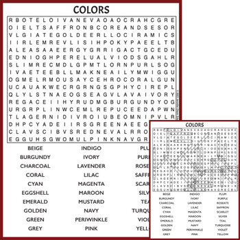 Preview of Colors Word Search