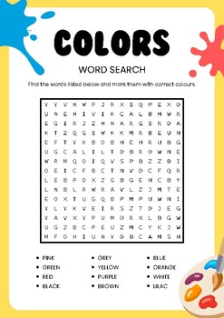 Colors Word Search Puzzle Activity worksheet by It is All Relative to ...