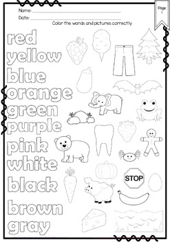 colors worksheet new 5 sets by preschool love tpt