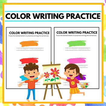 Preview of Colors Writing Practice Worksheet for Kids