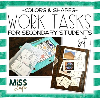 Preview of Colors and Shapes Independent Work Tasks for Secondary Students