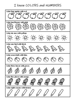 Preview of Colors and numbers (1-9)