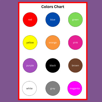 Colors chart - Preschool Kindergarten by RojinaStore | TPT