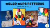 Colors cups patterns, 180 Fine motor skills printable task