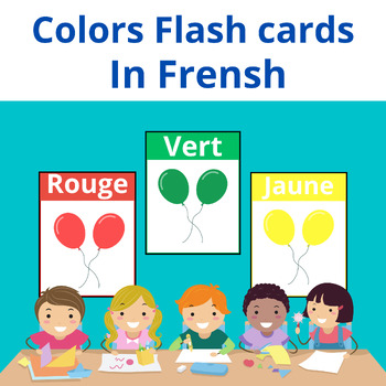 Preview of Colors flash cards in Frensh. Printable posters to learn about Colors for kids.